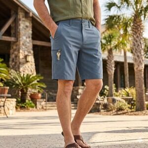 Weatherproof Vintage Mens Blue Gray Utility Cargo‎ Shorts 40 Regular Fit 1651397